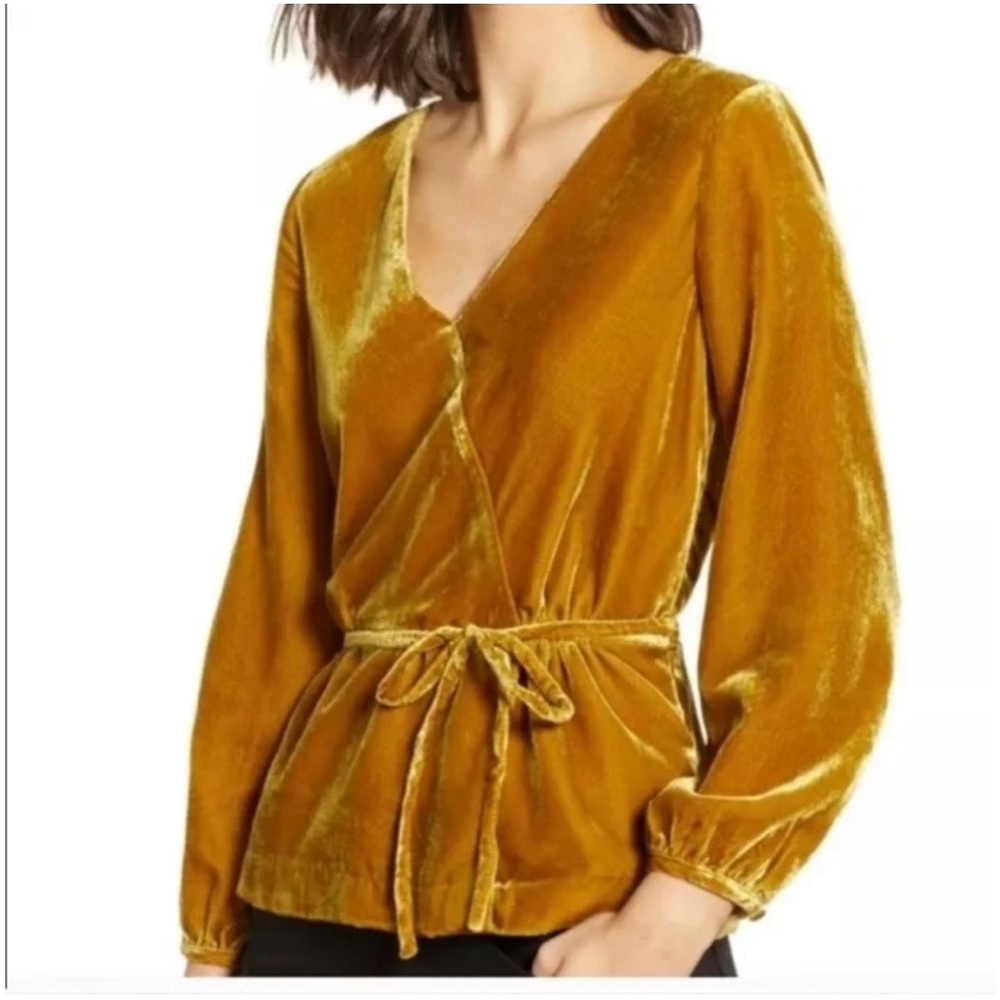 J. Crew Velour Faux Wrap Blouse